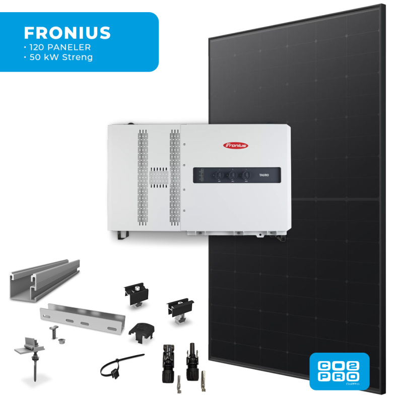 Solcellepakke Fronius 120 Paneler Eternit All Black (57 kWp)
