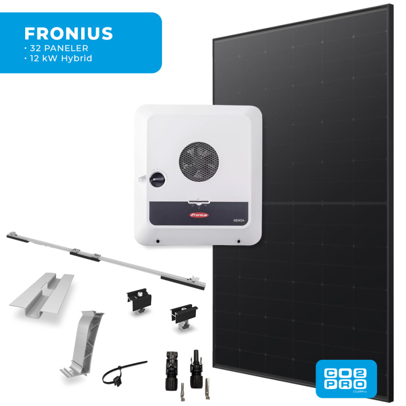Solcellepakke Fronius 32 Paneler TP0 All Black (15,2 kWp)