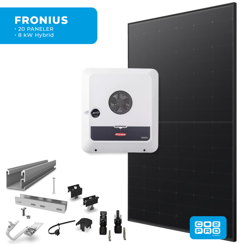 Solcellepakke Fronius 20 Paneler Tegl All Black (9,5 kWp)