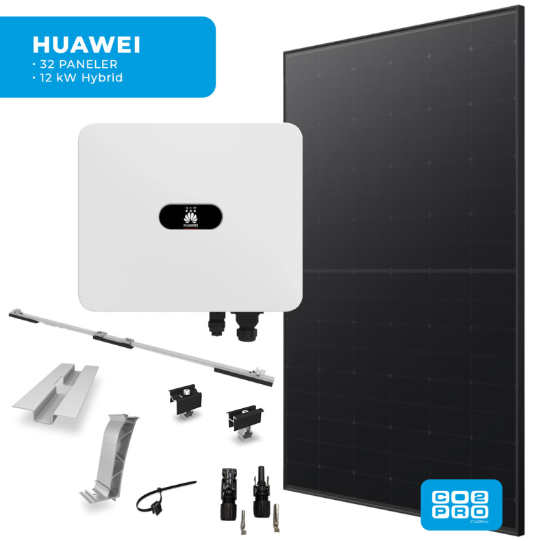 Solcellepakke Huawei 32 Paneler TP0 All Black (15,2 kWp)