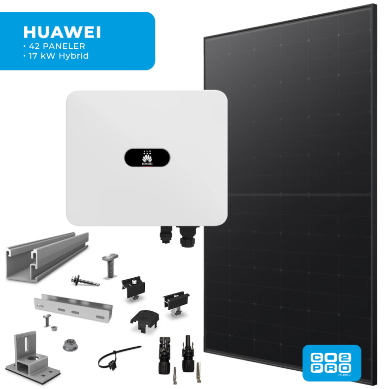 Solcellepakke Huawei 42 Paneler TP5 All Black (19,95 kWp)