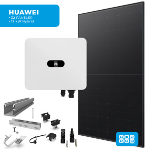Solcellepakke Huawei 32 Paneler Tegl All Black (15,2 kWp)