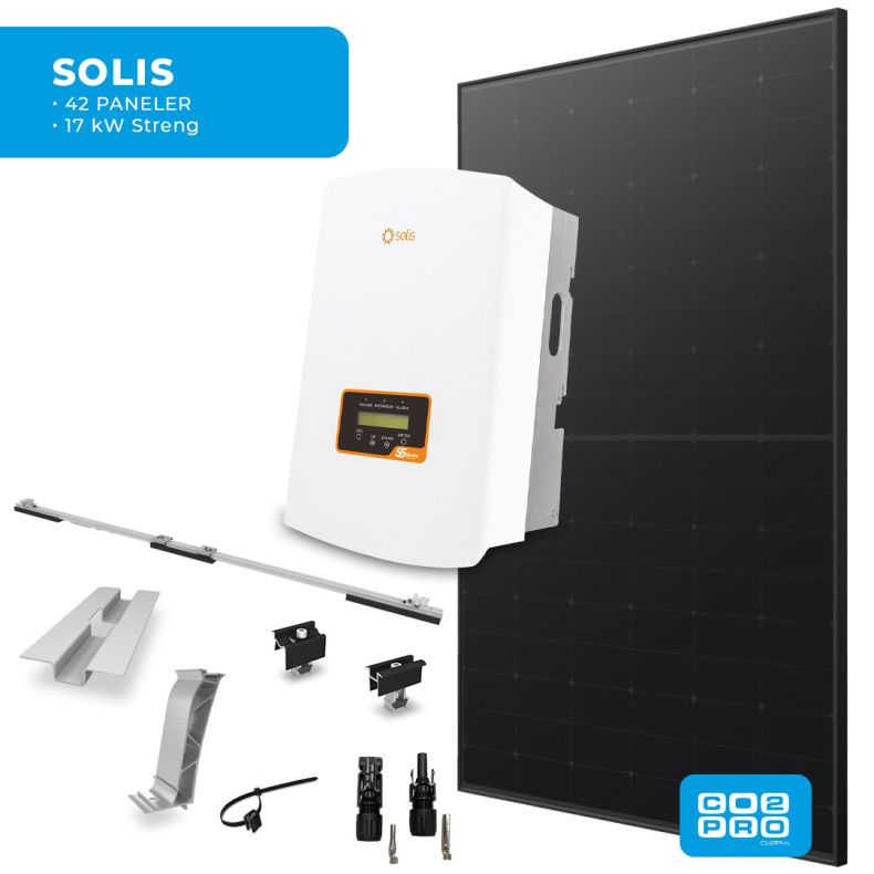 Solcellepakke Solis 42 Paneler TP0 All Black (19,95 kWp)