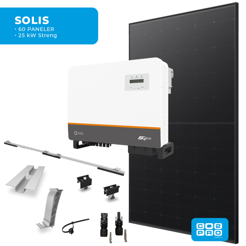 Solcellepakke Solis 60 Paneler TP0 All Black (28,5 kWp)