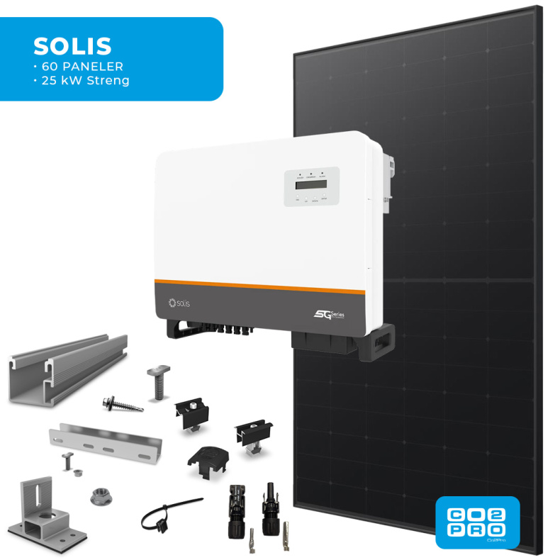 Solcellepakke Solis 60 Paneler TP5 All Black (28,5 kWp)