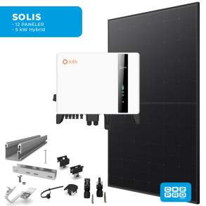 Solcellepakke Solis 12 Paneler Tegl All Black (5,7 kWp)