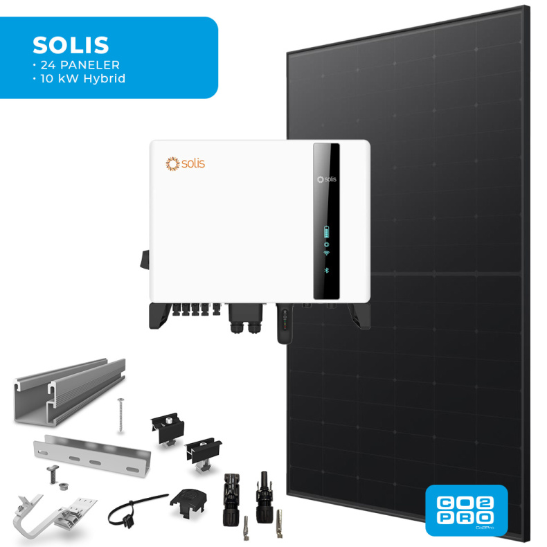 Solcellepakke Solis 24 Paneler Tegl All Black (11,4 kWp)