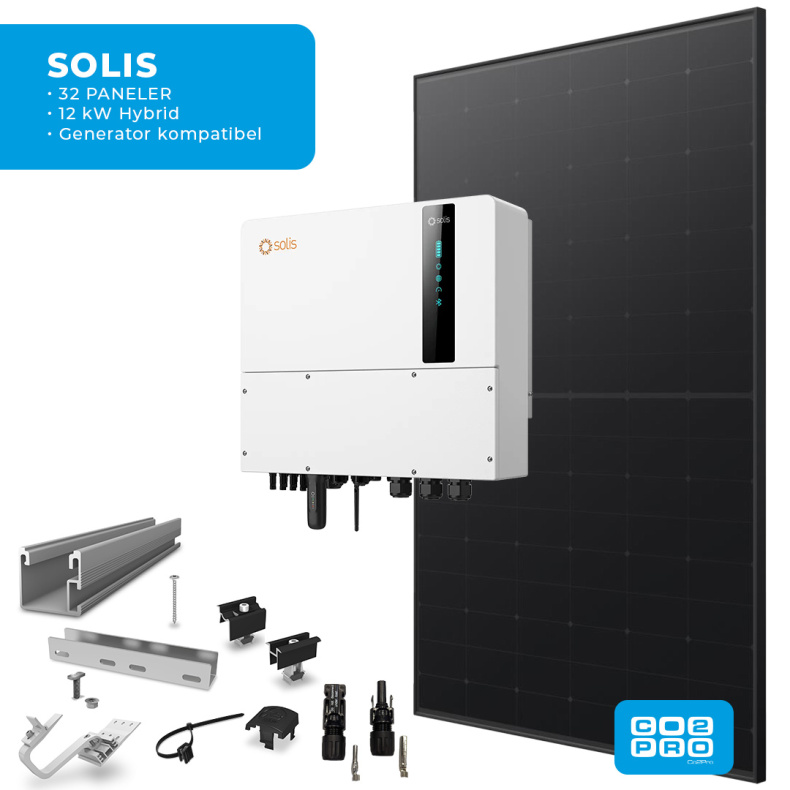 Solcellepakke Solis 32 Paneler Tegl All Black (15,2 kWp)
