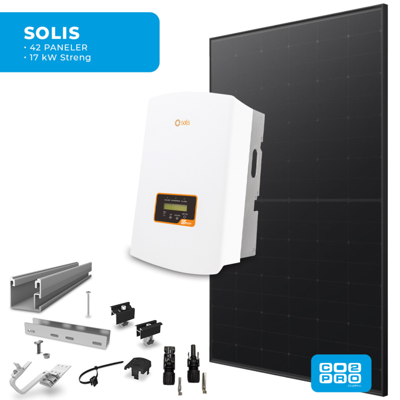 Solcellepakke Solis 42 Paneler Tegl All Black (19,95 kWp)