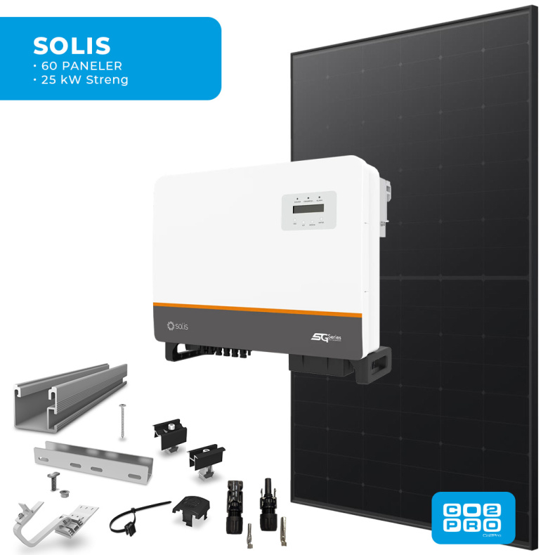 Solcellepakke Solis 60 Paneler Tegl All Black (28,5 kWp)