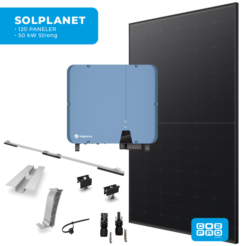 Solcellepakke Solplanet 120 Paneler TP0 All Black (57 kWp)