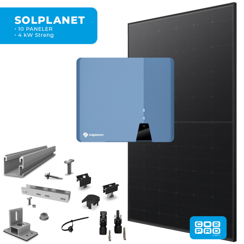 Solcellepakke Solplanet 10 Paneler TP5 All Black (4,75 kWp)