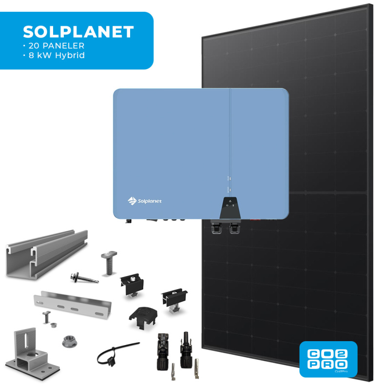 Solcellepakke Solplanet 20 Paneler TP5 All Black (9,5 kWp)