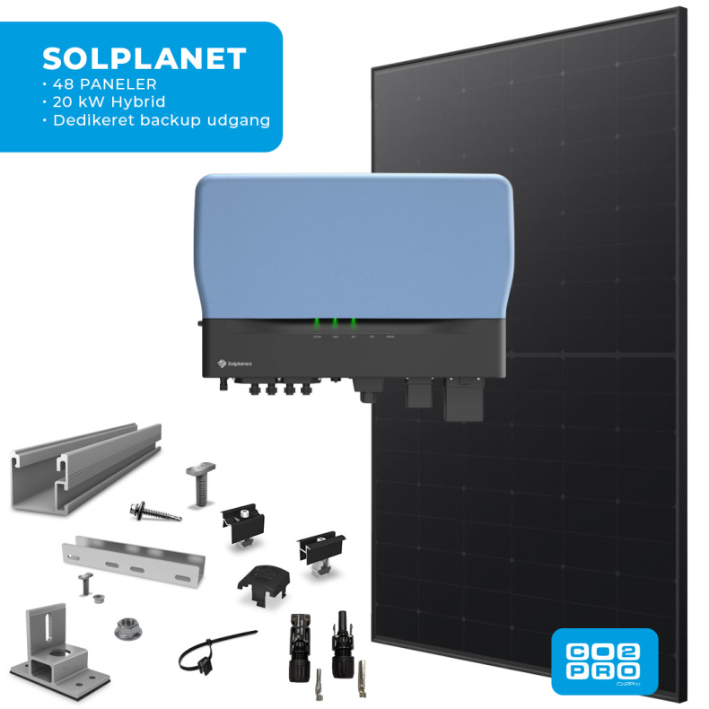 Solcellepakke Solplanet 48 Paneler TP5 All Black (22,8 kWp)