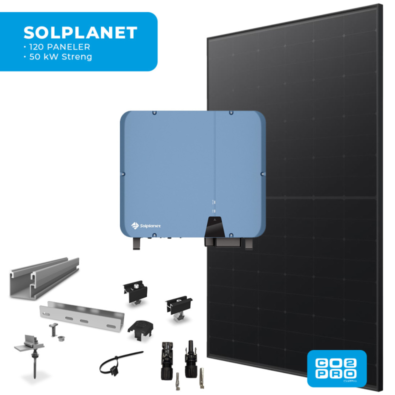 Solcellepakke Solplanet 120 Paneler Eternit All Black (57 kWp)