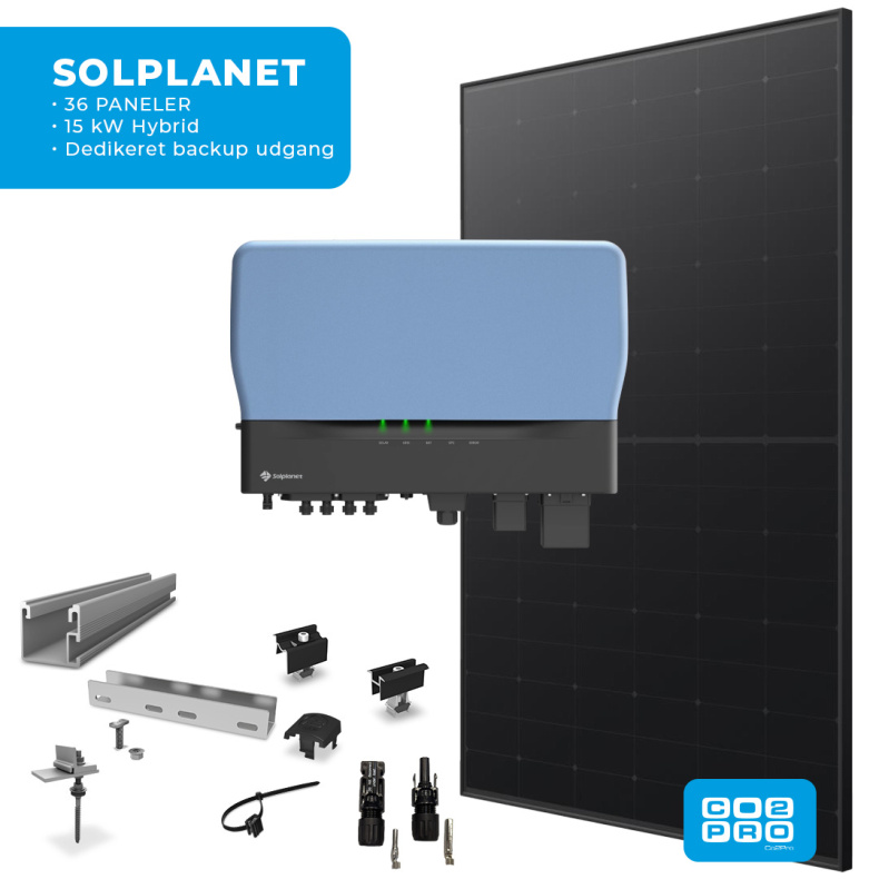 Solcellepakke Solplanet 36 Paneler Eternit All Black (17,1 kWp)