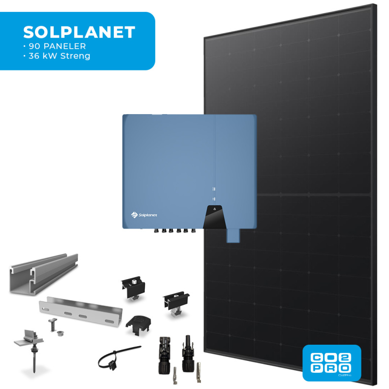 Solcellepakke Solplanet 90 Paneler Eternit All Black (42,75 kWp)