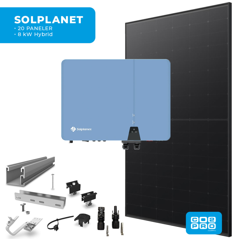 Solcellepakke Solplanet 20 Paneler Tegl All Black (9,5 kWp)