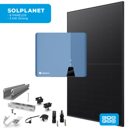 Solcellepakke Solplanet 8 Paneler Tegl All Black (3,8 kWp)