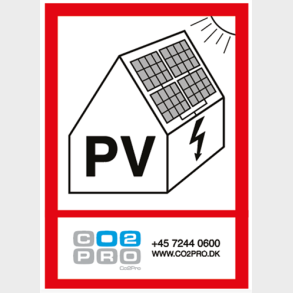 Skylt PV med hus Bostadsskylt 50 x 35 mm - klisterm�rke