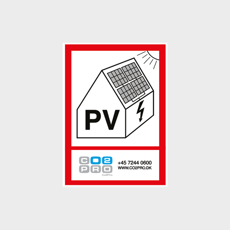 Skilt med PV-symbol til boligtavle
