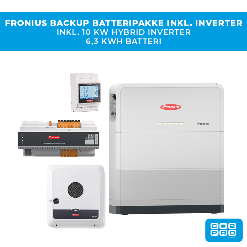 Fronius backup batteripakke inkl. inverter 10 kW 3 faset + 6,3 kWh batteri
