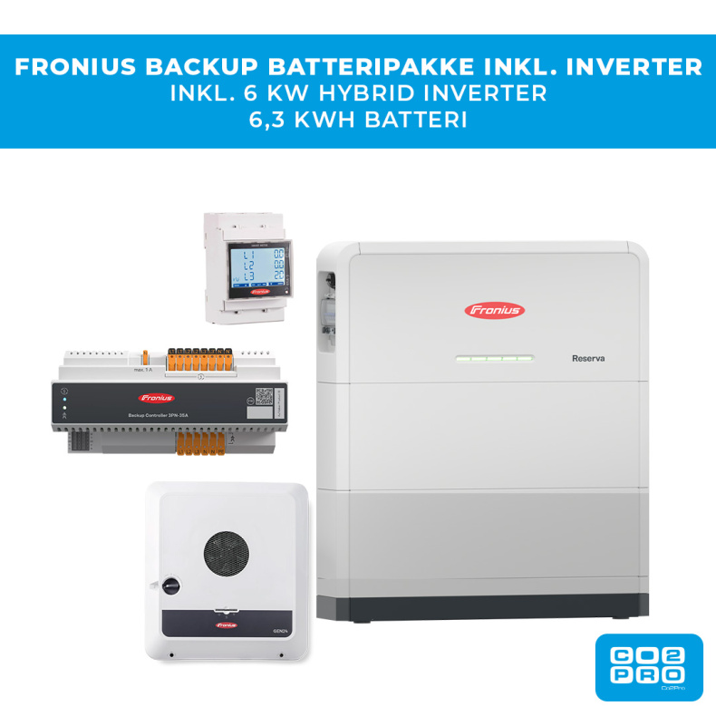 Fronius backup batteripakke inkl. inverter 6 kW 3 faset + 6,3 kWh batteri