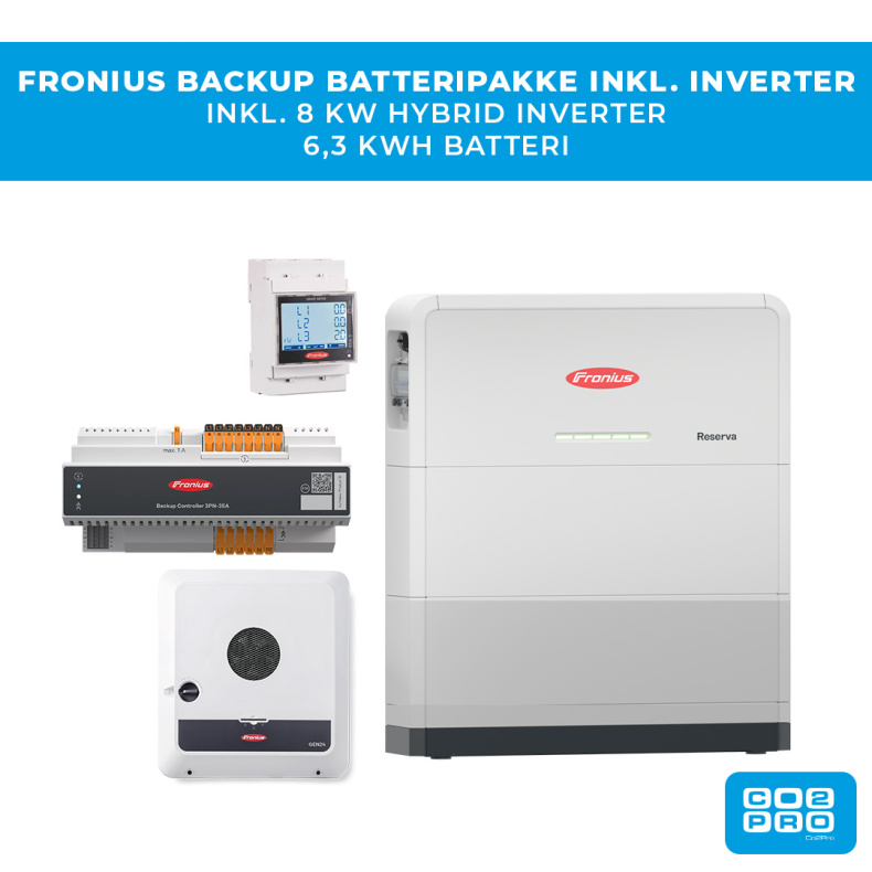Fronius backup batteripakke inkl. inverter 8 kW 3 faset + 6,3 kWh batteri