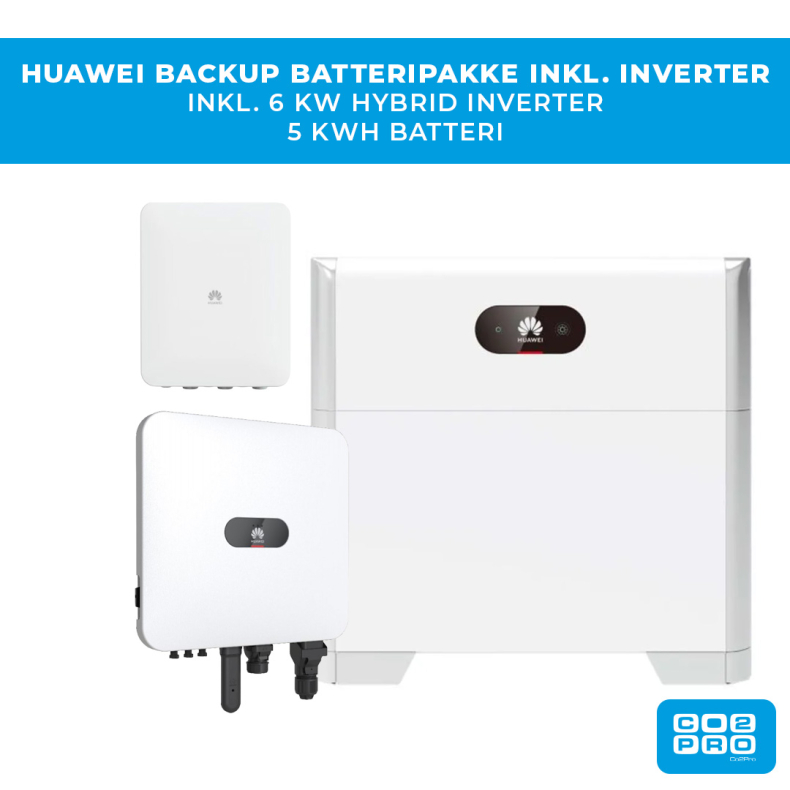 Huawei backup batteripakke inkl. inverter 6 kW 3 faset + 5 kWh batteri