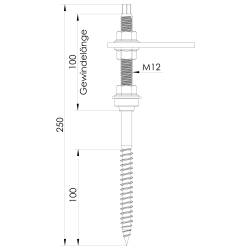 K2 Hanger bolt SolidRail M12x250