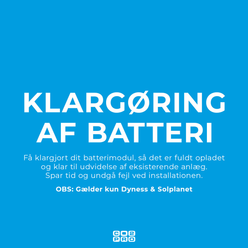 Klargring af batteri - Solplanet/Dyness Pr. Modul (vedr. udvidelse af eksisterinde anlg)