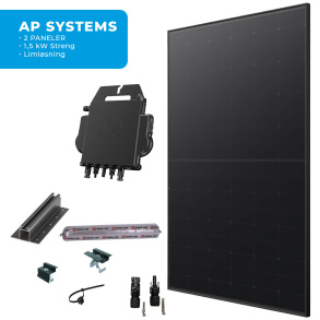 Energirammepakke AP systems 2 Paneler TP0 All Black (Lim l&oslash;sning)