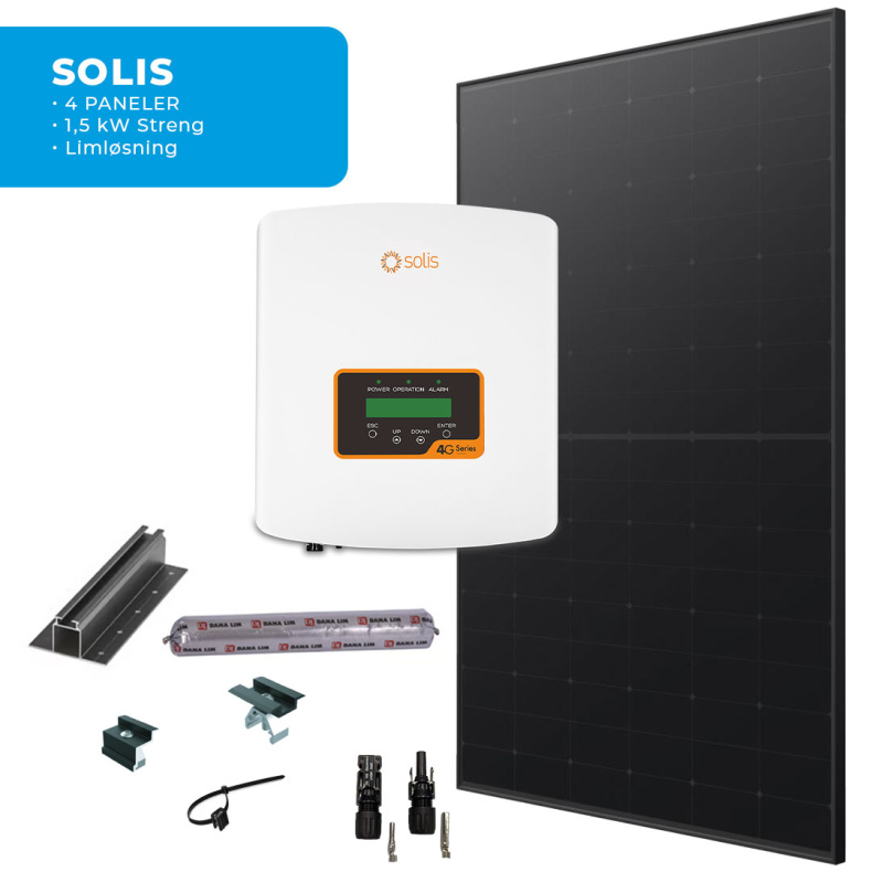 Energirammepakke Solis 4 Paneler TP0 All Black (Lim l&oslash;sning)