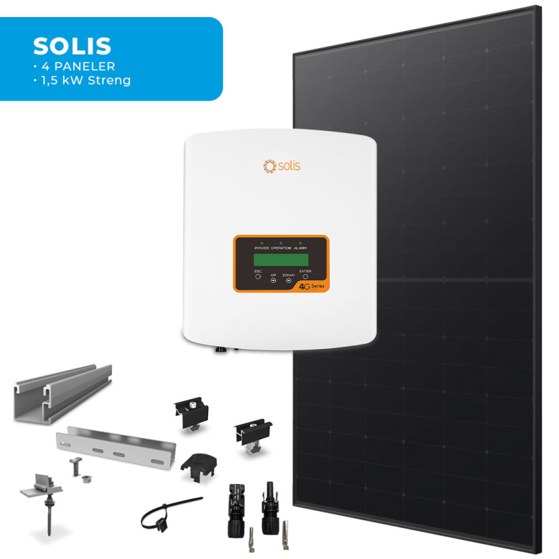 Energirammepakke Solis 4 Paneler Eternit All Black