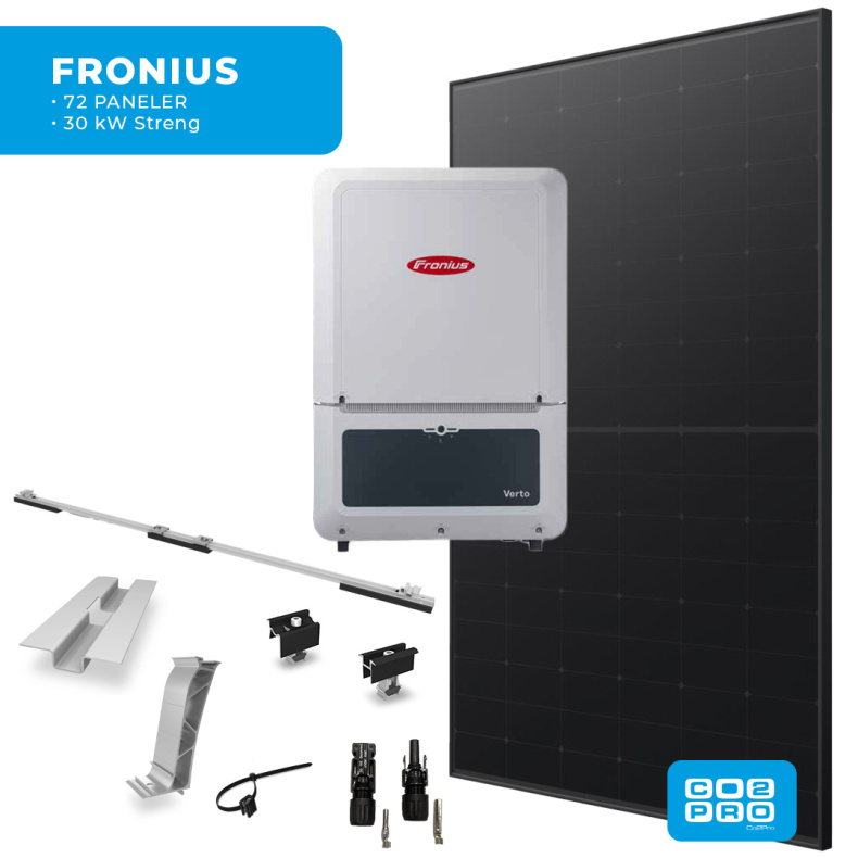 Solcellepakke Fronius 72 Paneler TP0 All Black (34,2 kWp)