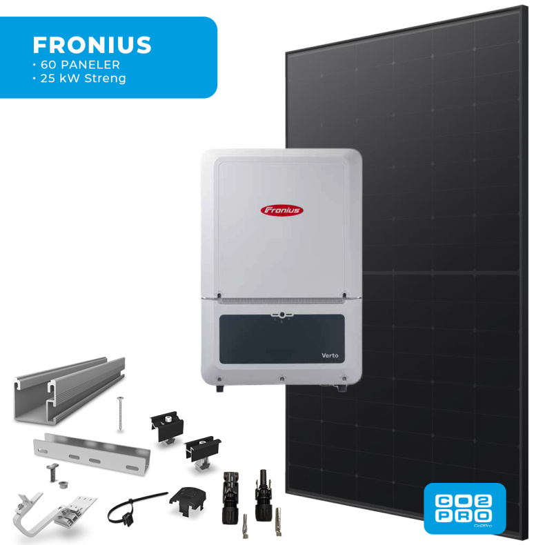 Solcellepakke Fronius 60 Paneler Tegl All Black (28,5 kWp)